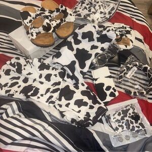 Cow Print Clothing and Accessories Set